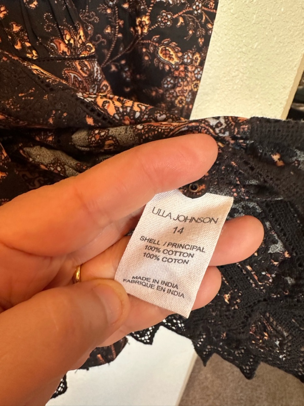 Ulla Johnson Black Paisley Lace-Trim Ruffled Cotton Blouse - Picture 6 of 10
